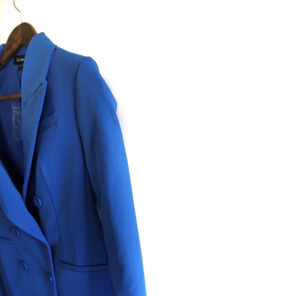 Express NWOT Blue Buttoned Suit Blazer Jacket XS - Picture 4 of 9